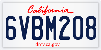 CA license plate 6VBM208