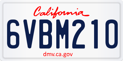 CA license plate 6VBM210
