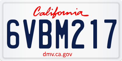 CA license plate 6VBM217
