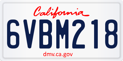 CA license plate 6VBM218