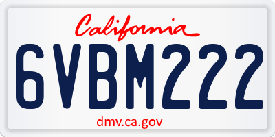 CA license plate 6VBM222