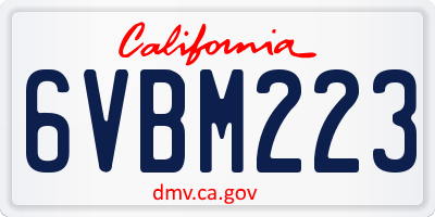 CA license plate 6VBM223