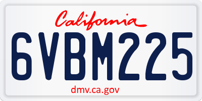 CA license plate 6VBM225