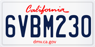 CA license plate 6VBM230