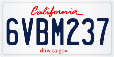 CA license plate 6VBM237