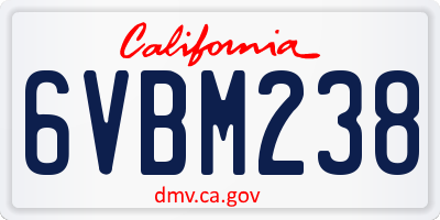 CA license plate 6VBM238