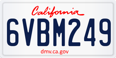 CA license plate 6VBM249