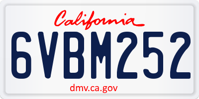 CA license plate 6VBM252