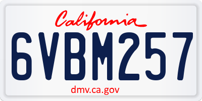 CA license plate 6VBM257