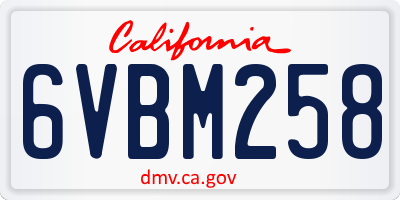 CA license plate 6VBM258