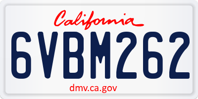 CA license plate 6VBM262