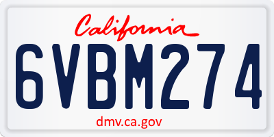 CA license plate 6VBM274