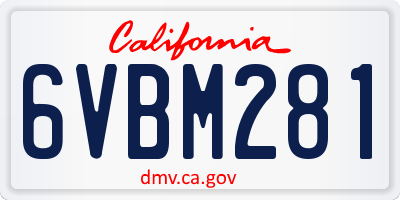 CA license plate 6VBM281