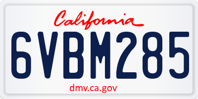 CA license plate 6VBM285