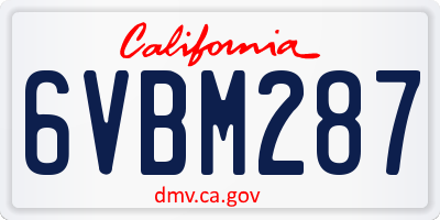 CA license plate 6VBM287
