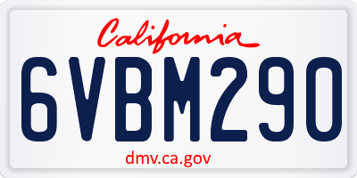 CA license plate 6VBM290