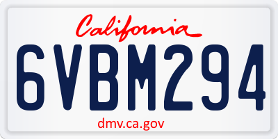 CA license plate 6VBM294