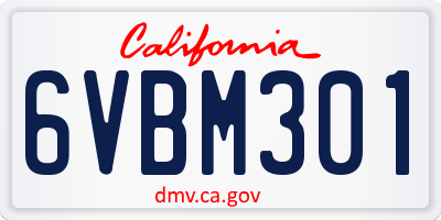 CA license plate 6VBM301