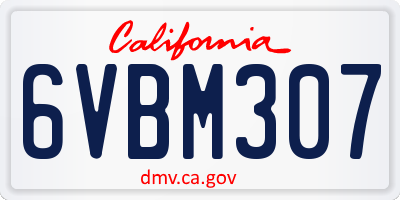 CA license plate 6VBM307