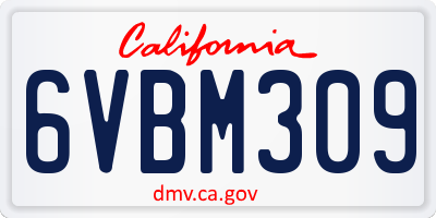 CA license plate 6VBM309