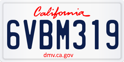 CA license plate 6VBM319