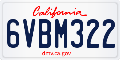 CA license plate 6VBM322