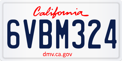 CA license plate 6VBM324