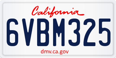 CA license plate 6VBM325