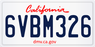 CA license plate 6VBM326