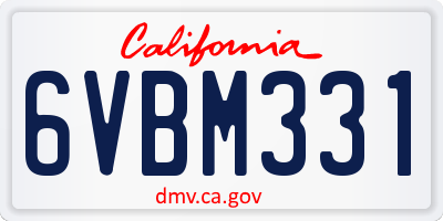 CA license plate 6VBM331