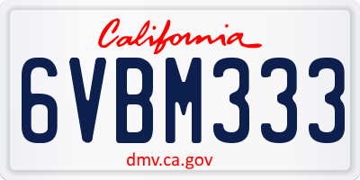 CA license plate 6VBM333