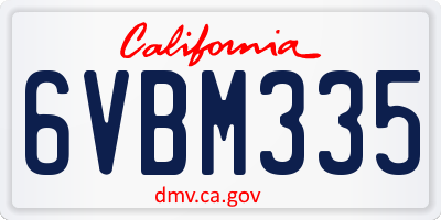 CA license plate 6VBM335