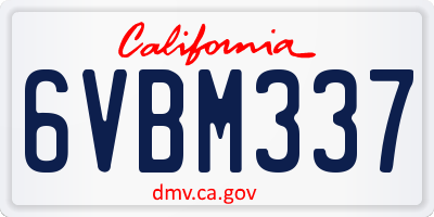 CA license plate 6VBM337