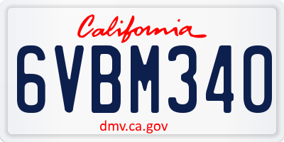 CA license plate 6VBM340