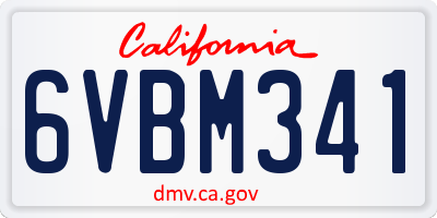 CA license plate 6VBM341