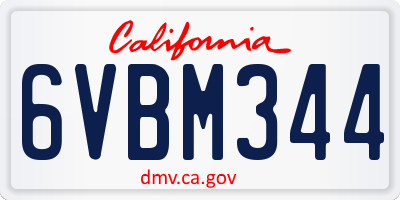CA license plate 6VBM344
