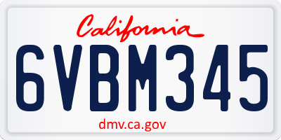 CA license plate 6VBM345