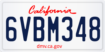 CA license plate 6VBM348