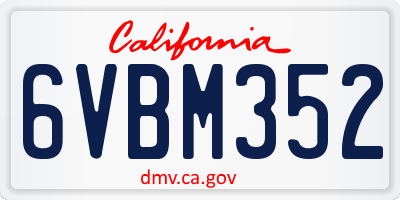 CA license plate 6VBM352