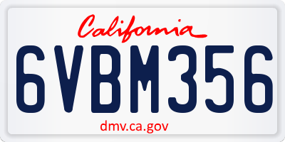 CA license plate 6VBM356