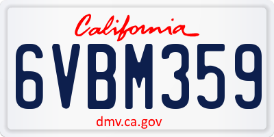 CA license plate 6VBM359