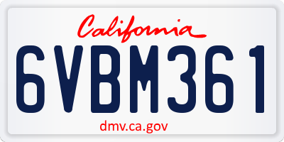 CA license plate 6VBM361