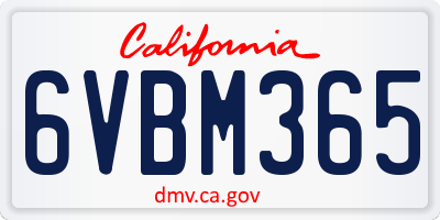 CA license plate 6VBM365