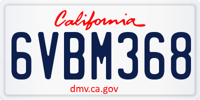 CA license plate 6VBM368