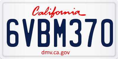 CA license plate 6VBM370