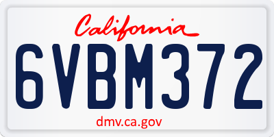 CA license plate 6VBM372