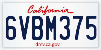 CA license plate 6VBM375