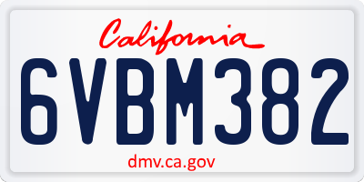 CA license plate 6VBM382