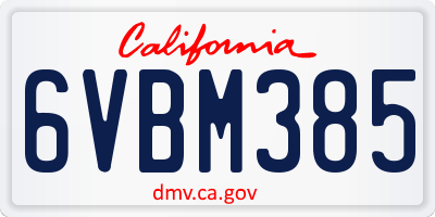 CA license plate 6VBM385