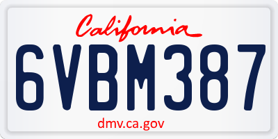 CA license plate 6VBM387